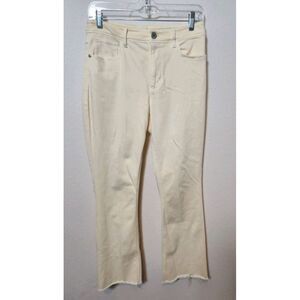 J Jill Denim‎ Kick-Flare Ankle Pants   4 Butter Yellow Raw Hem Beach Vacation